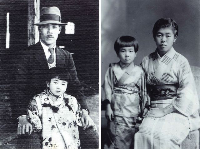 ریکو هادا به همراه پدرش و در سمت راست با خواهر بزرگش