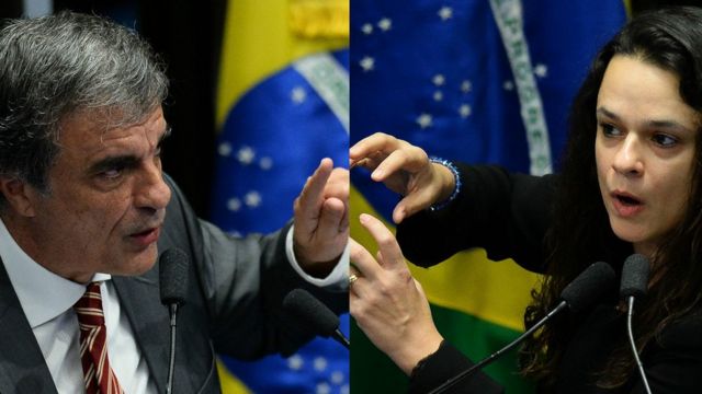 Eduardo Cardozo e Janaina Paschoal durante processo de impeachment de Dilma