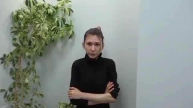 A still from Viktoriia Roshchyna hostage video