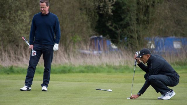 David Cameron and Barack Obama played golf at the Grove Golf Course near Watford, England on April 23, 2016