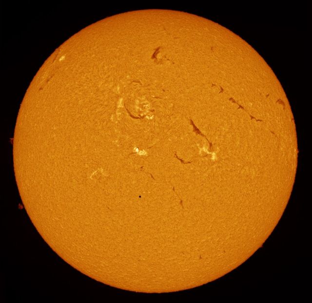 Mercury passing in front of the surface of the sun