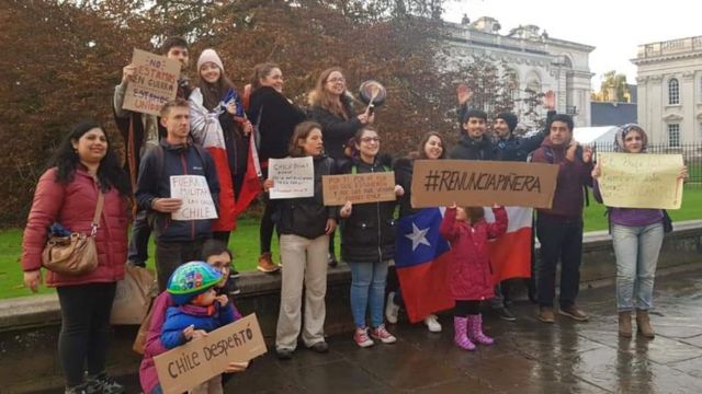 Manifestación de apoyo a Chile en Cambridge, Reino Unido