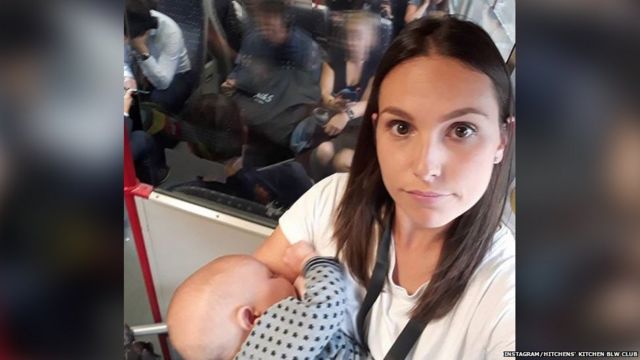 Kate Hitchens breastfeeding on train
