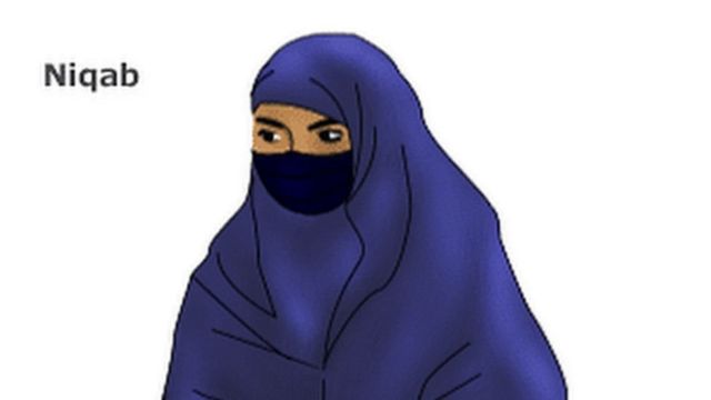 Niqab（面部沒有完全遮蓋，露出眼睛)