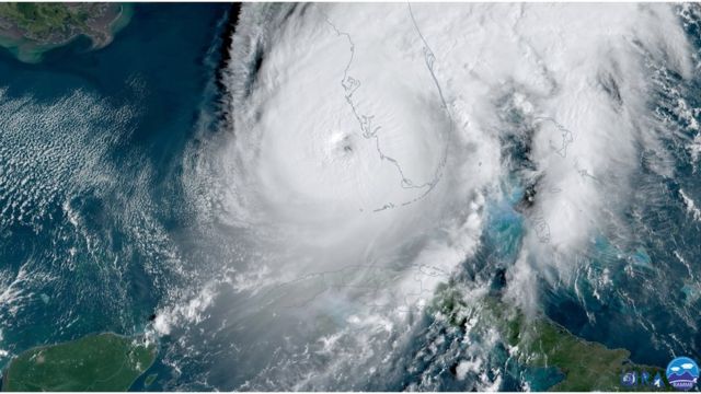 Imagen satelital del huracán Ian el miércoles por la tarde.