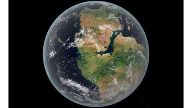 Ilustración de la Tierra durante el Jurásico temprano