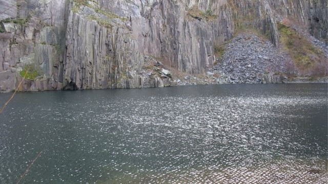 One of the pools at the disused Glyn Rhonwy quarry