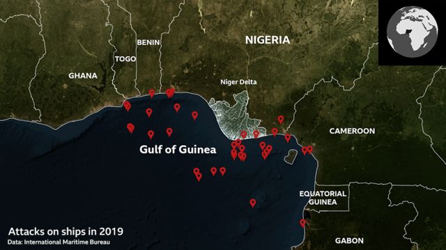 Gulf of Guinea pirate attacks map
