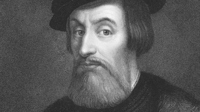 Retrato de Hernán Cortés em preto e branco