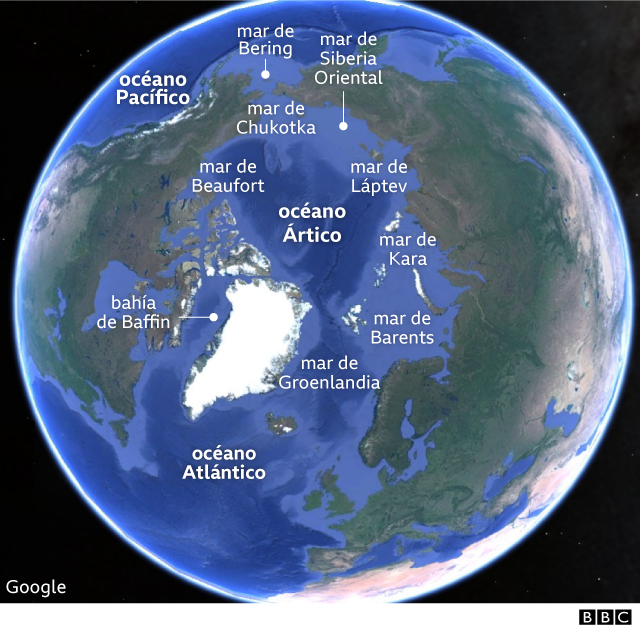 Mapa de los mares del Ártico