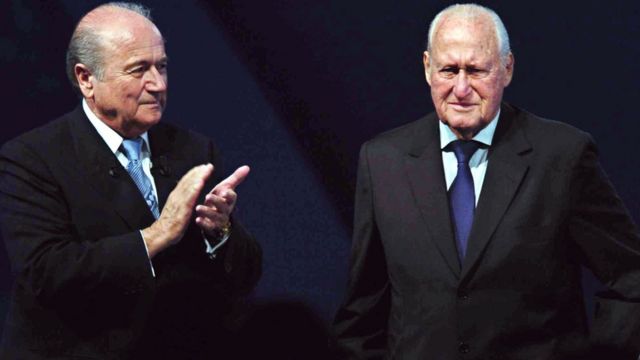 Blatter y Havelange en 2004.