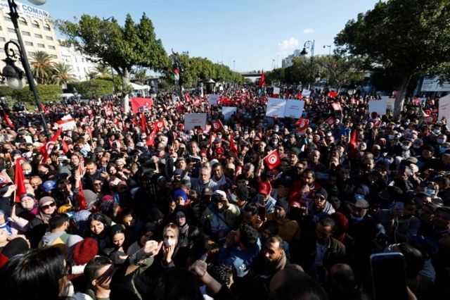 Tunus'taki bir protesto gösterisi