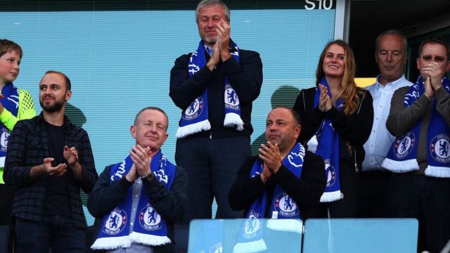 Abramovich in the Chelsea manager's box