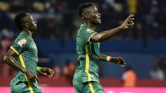 Sadio Mane (left) and Kara Mbodji scored Senegal's goals against Tunisia