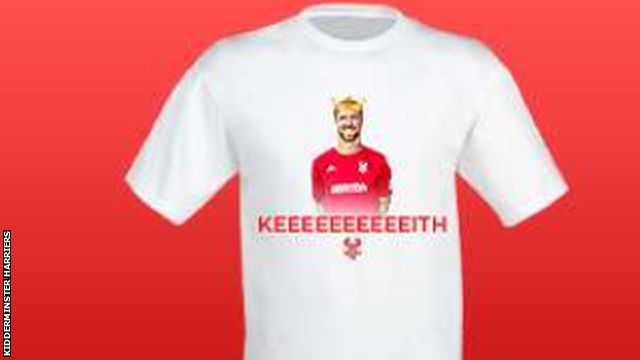 A T-shirt in honour of Kidderminster Harriers player Keith Lowe