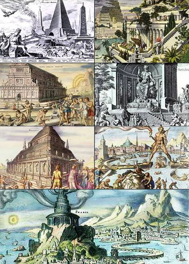 Las siete maravillas del mundo antiguo, representadas por el artista holandés del siglo XVI Maarten van Heemskerck.