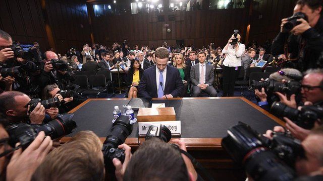 Zuckerberg depõe no Congresso em 2018