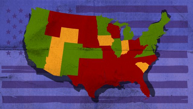 Mapa do aborto nos EUA