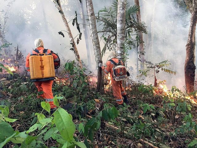 Bombeiros de Porto Velho combatem chamas em Rondônia