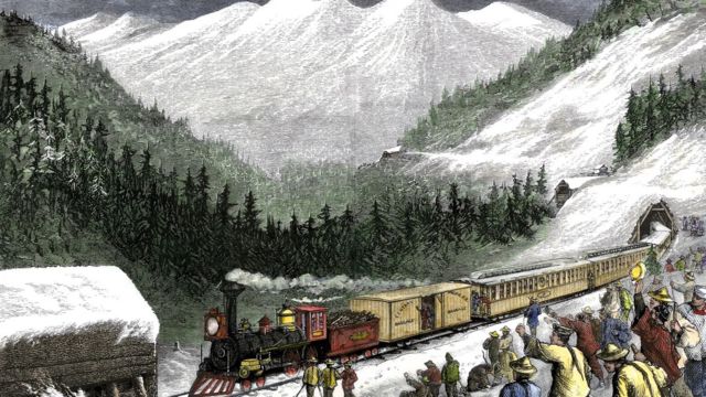 Ilustração da estrada de ferro nos EUA