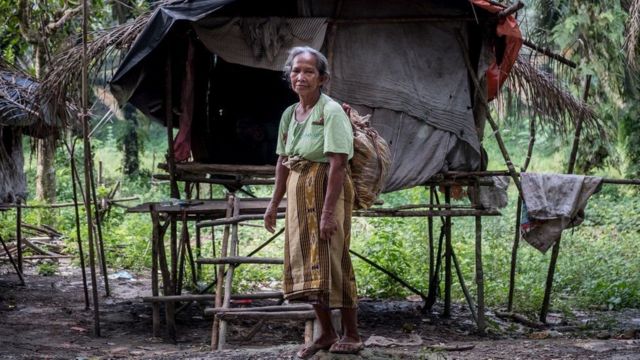 Siti Maninah kiếm sống bằng việc thu lượm quả rơi dưới đất