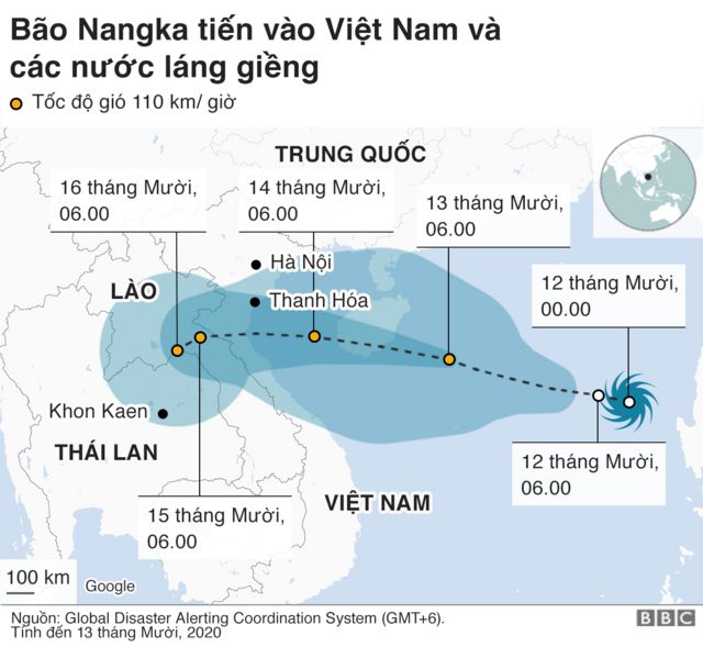 Bão Nangka tiến vào Việt Nam