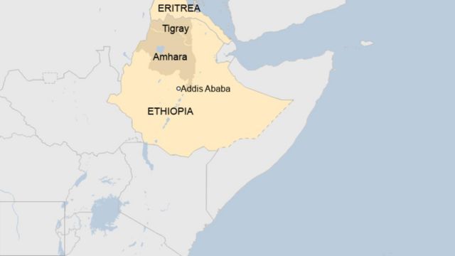 Ikarita ya Ethiopia igaragaza Tigray