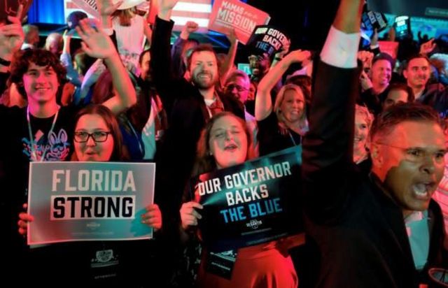在佛罗里达州，选举推算显示共和党人罗恩·德桑蒂斯将保住自己的州长席位。(photo:BBC)