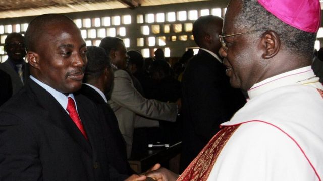 L'archevêque démissionnaire et le président Kabila dont c'est le dernier mandat.
