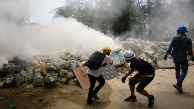 Protesters in Myanmar