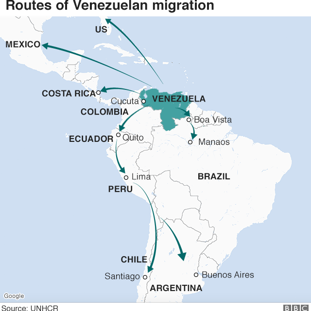 Map showing emigration routes