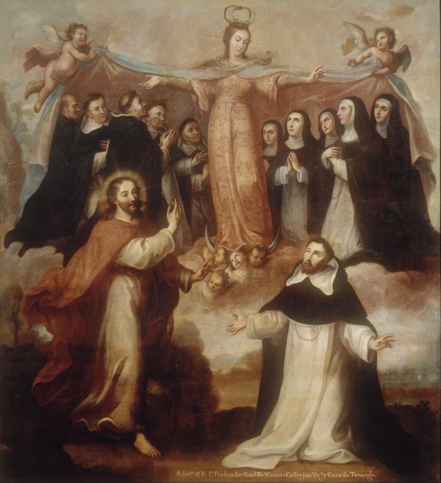 Dominicanos e a Virgem Maria, em pintura de Miguel Cabrera, do século 18