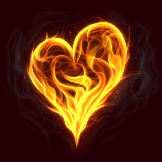 Ilustração do símbolo do coração em chamas