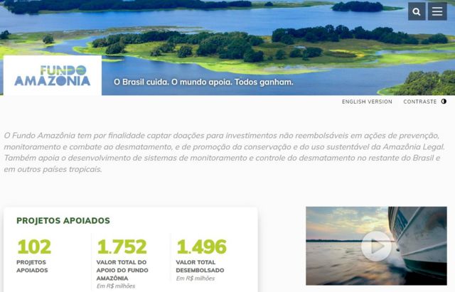 Reprodução do site do Fundo Amazônia