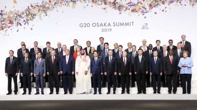 عکس یادگاری رهبران جهان در نشست گروه ۲۰ در سال ۲۰۱۹