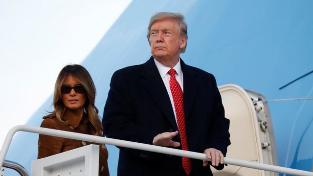 Donald and Melania Trump boarding Air Force One on 26 November
