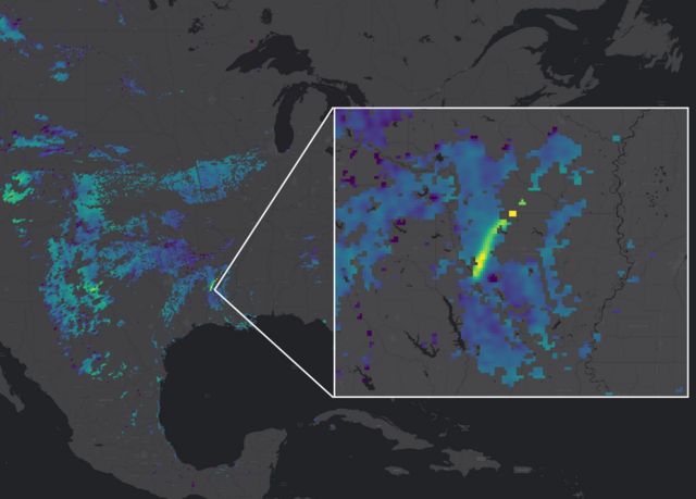 As 'nuvens' de metano vistas do espaço podem se estender por centenas de quilômetros