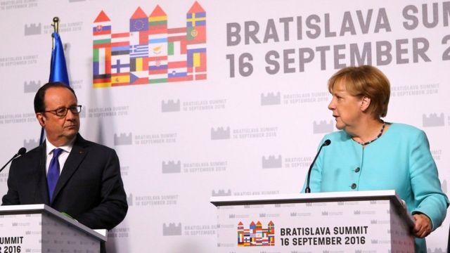 French President Francois Hollande and German Chancellor Angela Merkel