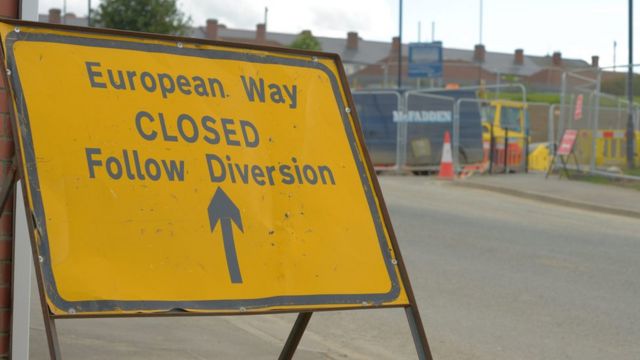 European Way, знак перекрытой дороги