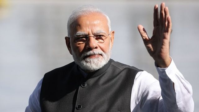 Narendra Modi arrives for the Shanghai Cooperation Organisation (SCO) leaders' summit in Samarkand on September 16, 2022.