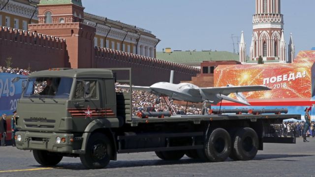 Un dron Korsar exhibido en Moscú