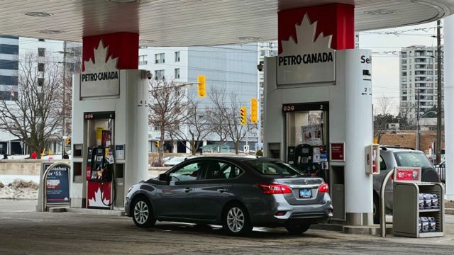 cars at a Petro-Canada gasoline station in Toronto