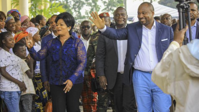 Denis Christel Sassou Nguesso et la ministre de la promotion de la femme Inès Nefer Ingani à Djambala en juillet 2018