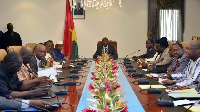 Le président Blaise Compaoré lors d'une réunion avec les leaders politiques de la majorité, le 25 septembre 2014.