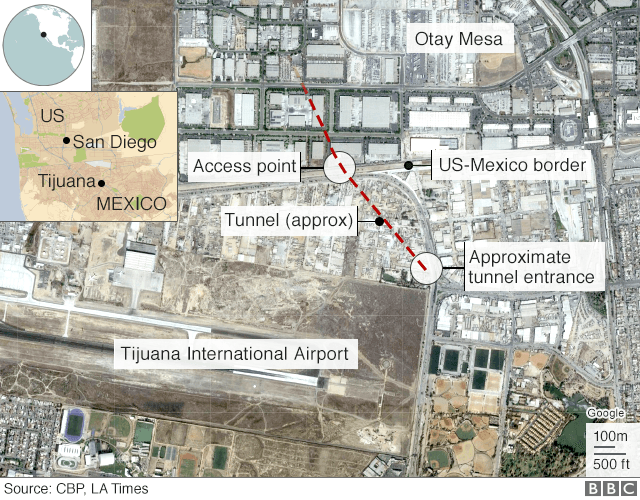 Map of the border area where the tunnel was founf