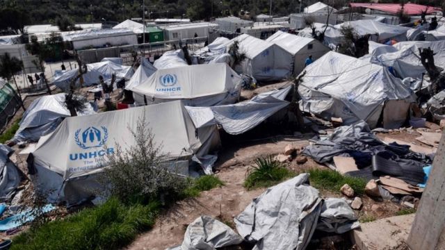 The Moria camp, which houses migrants on the island of Lesbos