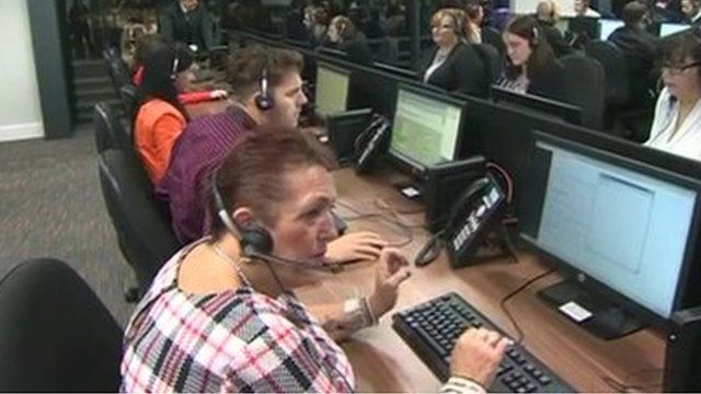 People working in a call centre.