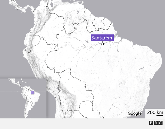 Mapa situando Santarém, en el actual estado de Pará, al norte de Brasil.