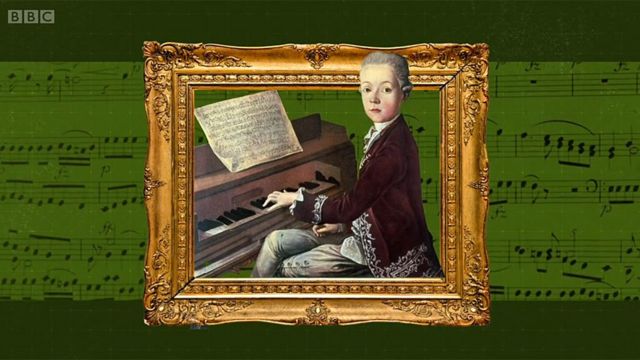 Mozart niño tocando piano