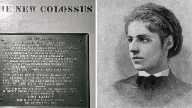القصيدة المحفورة على تمثال الحرية هي للشاعرة إيما لازاروس، التي وُلدت في نيويورك عام 1883